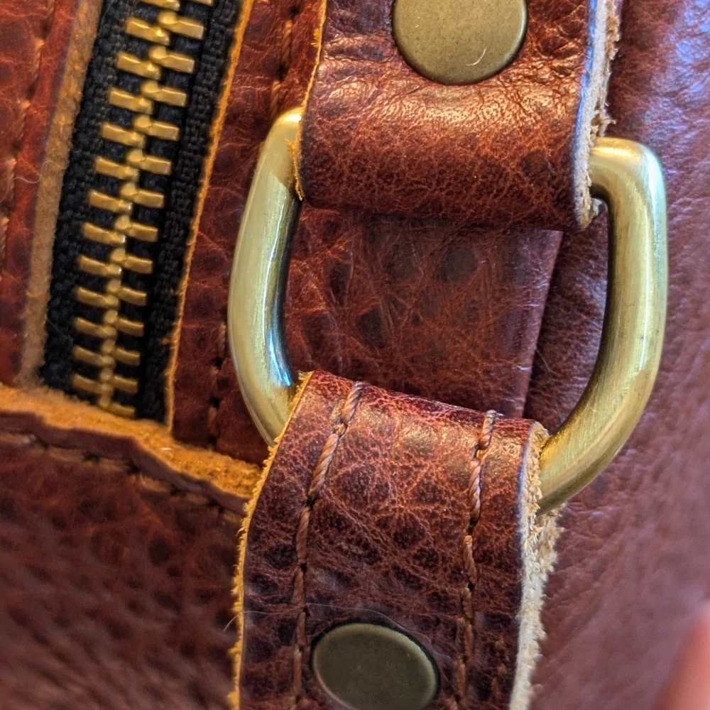 Portland Leather Round Crossbody Bag In Nutmeg - Picture 9 of 9